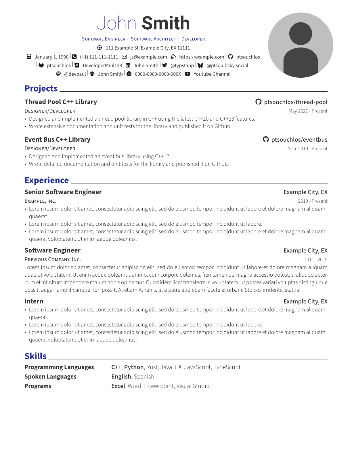 Resume template output