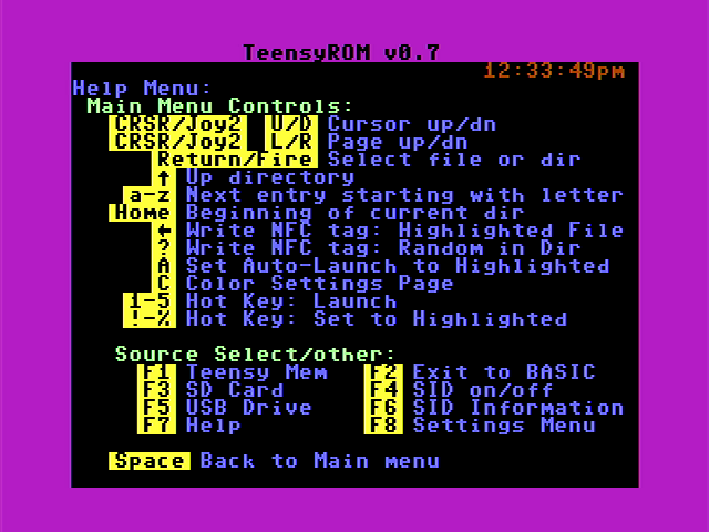 TeensyROM help