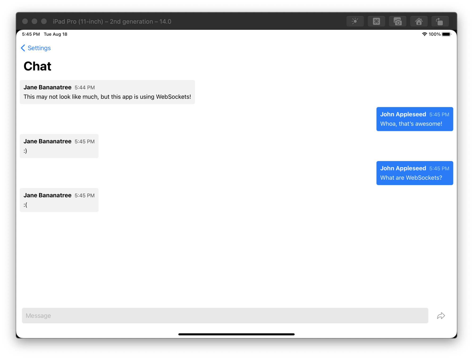 The chat app we will be making