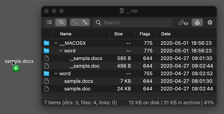 extract individual files with drag n drop