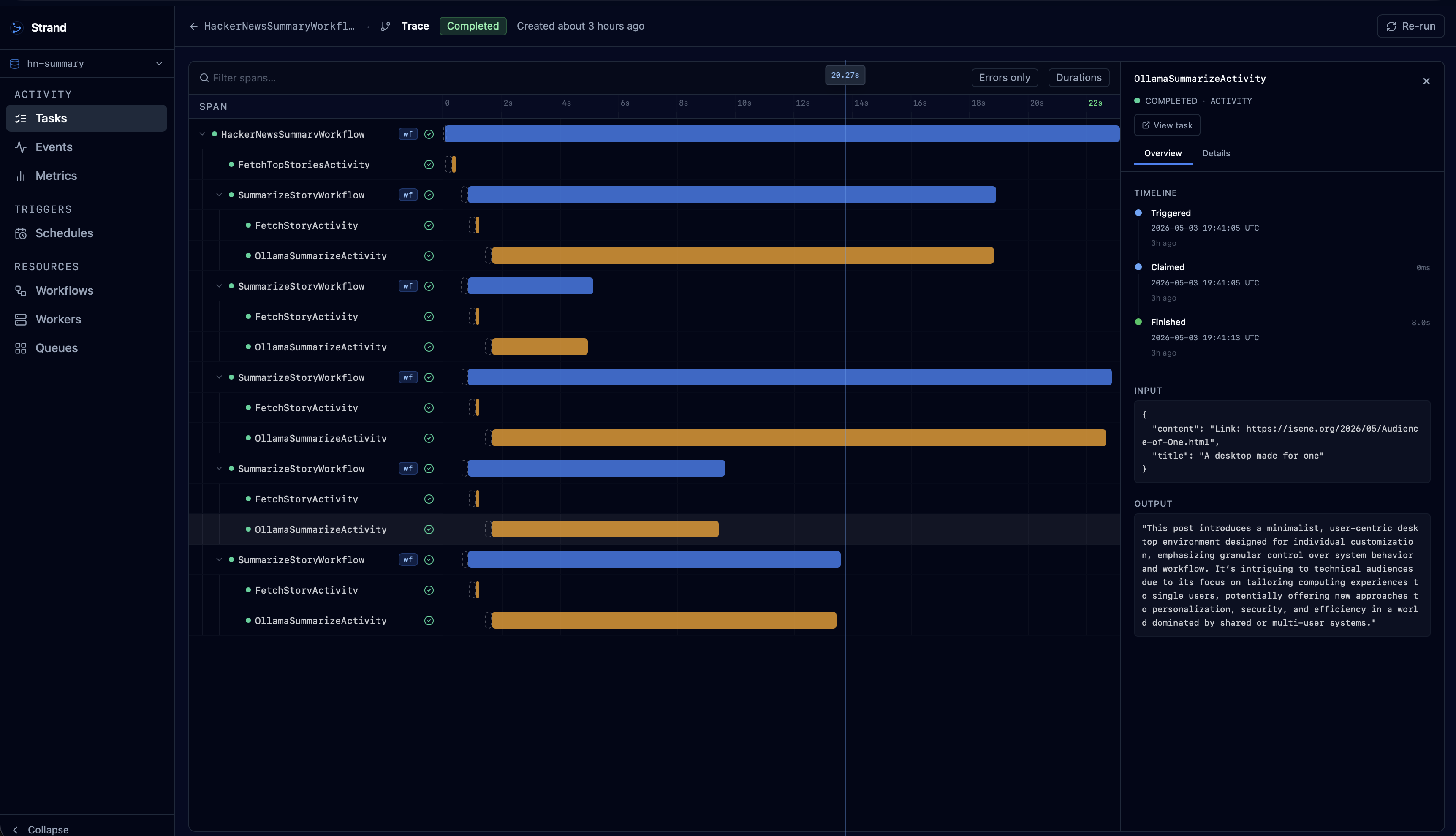 Strand dashboard